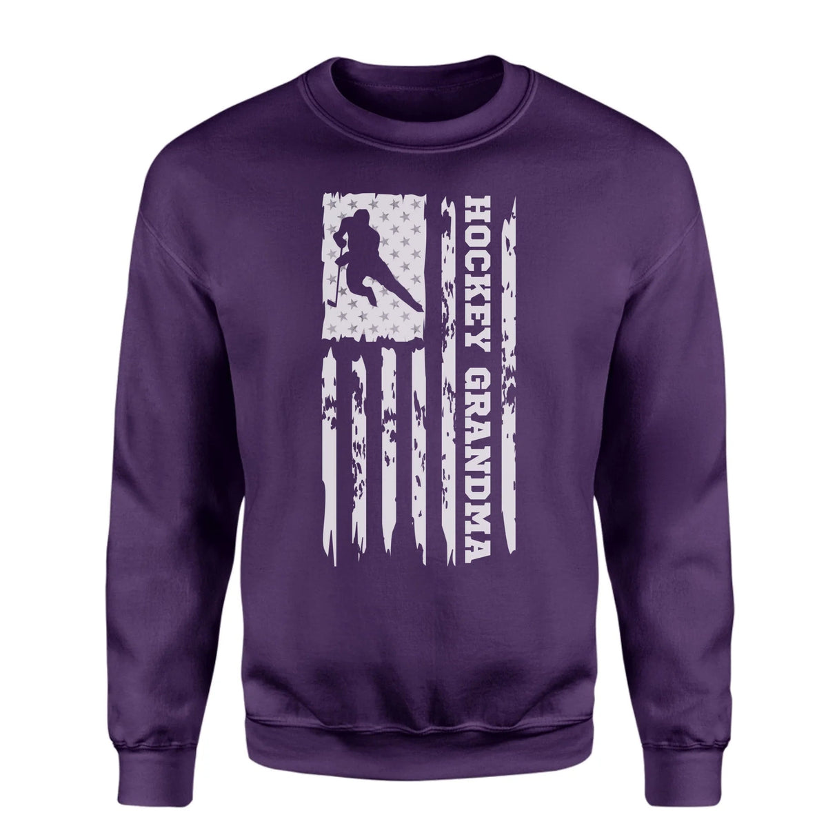 Hockey Grandma Vertical Flag on a Sweatshirt with a White Graphic