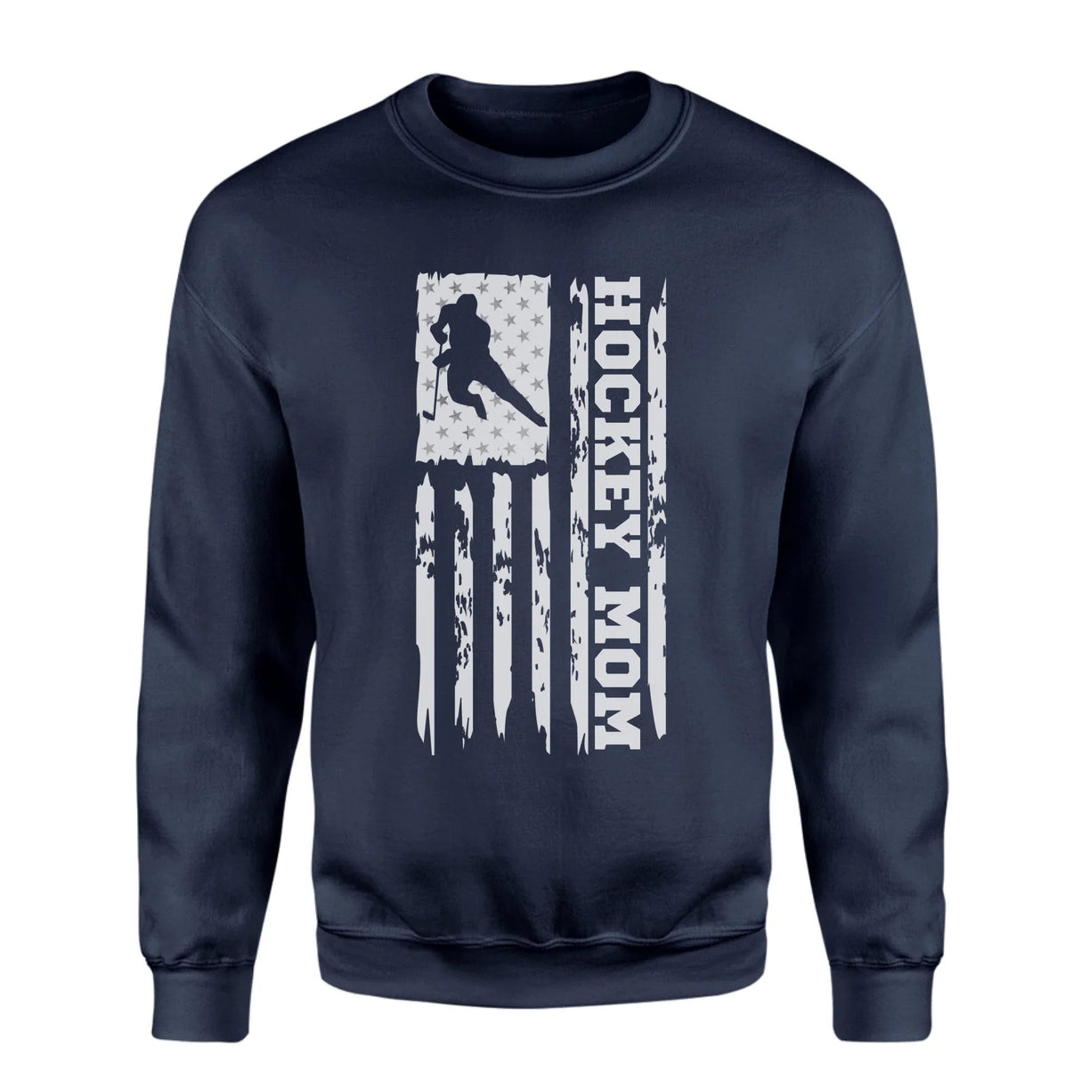 Hockey Mom Vertical Flag on a Sweatshirt with a White Graphic