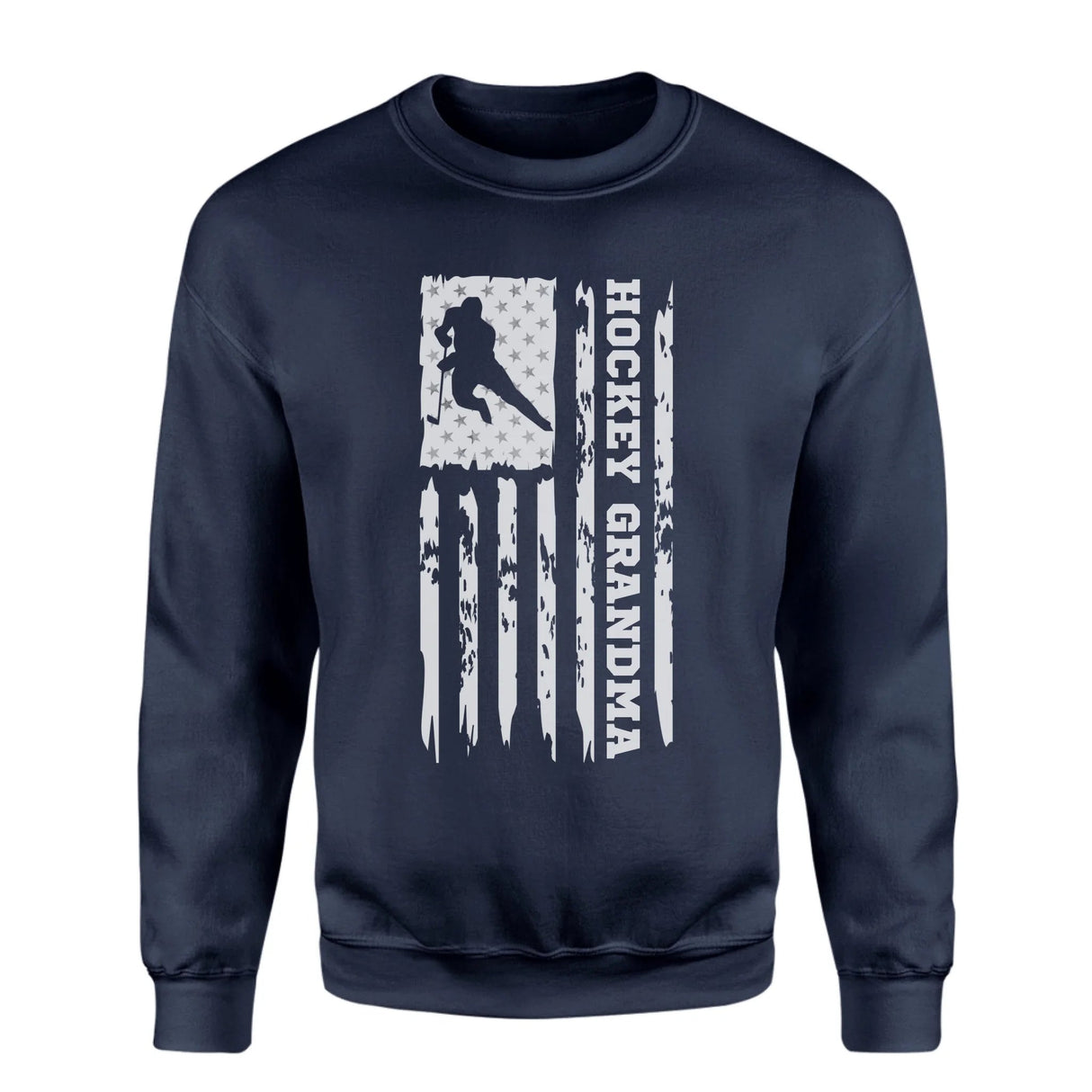 Hockey Grandma Vertical Flag on a Sweatshirt with a White Graphic