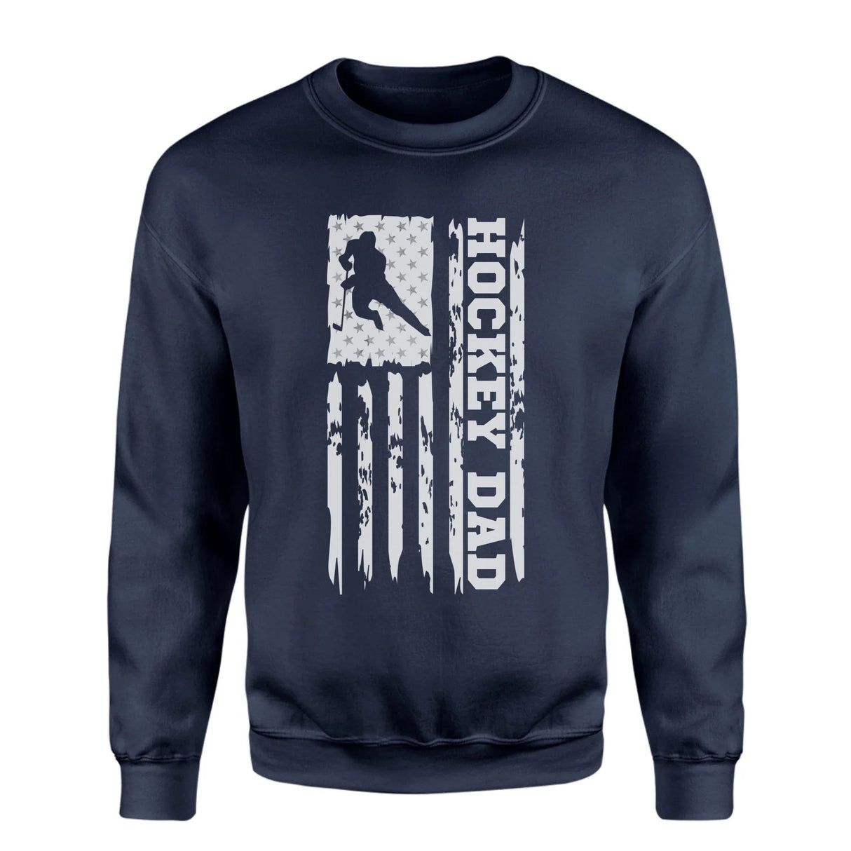 Hockey Dad Vertical Flag on a Sweatshirt with a White Graphic