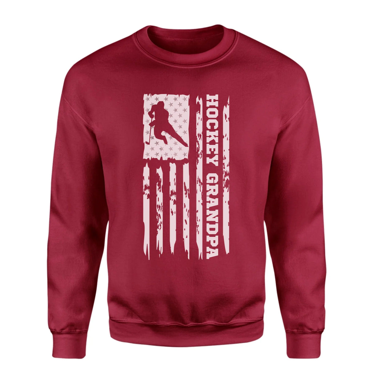 Hockey Grandpa Vertical Flag on a Sweatshirt with a White Graphic