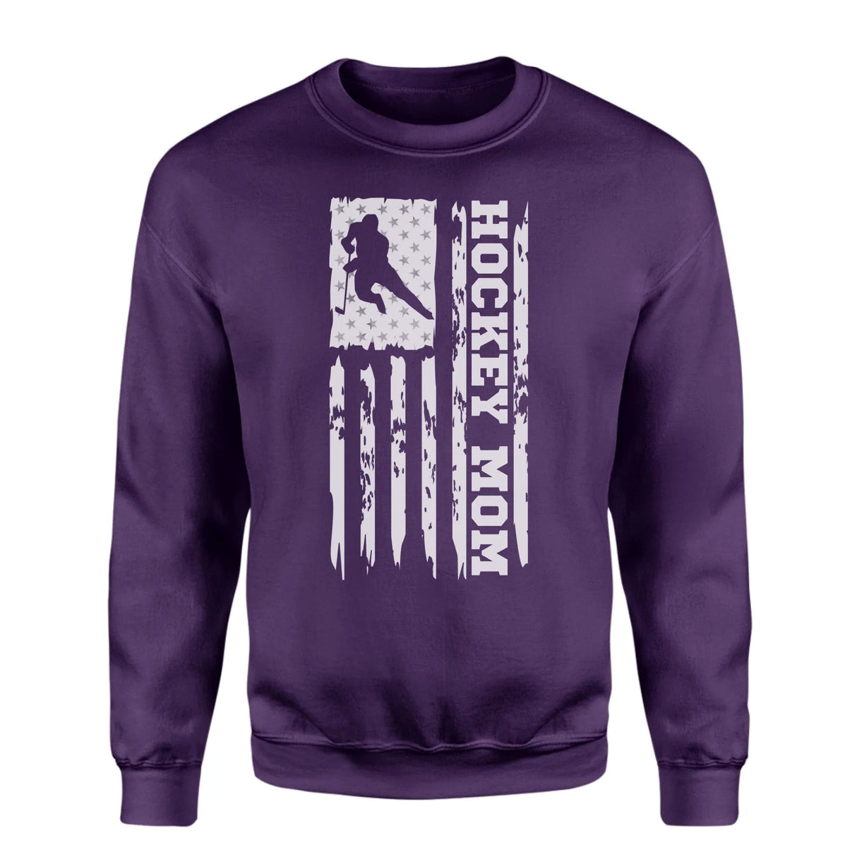Hockey Mom Vertical Flag on a Sweatshirt with a White Graphic