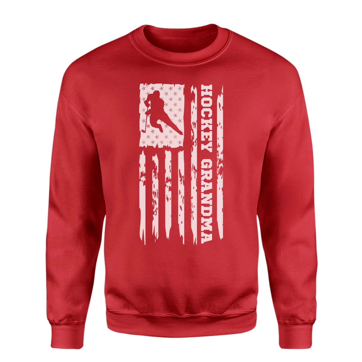 Hockey Grandma Vertical Flag on a Sweatshirt with a White Graphic
