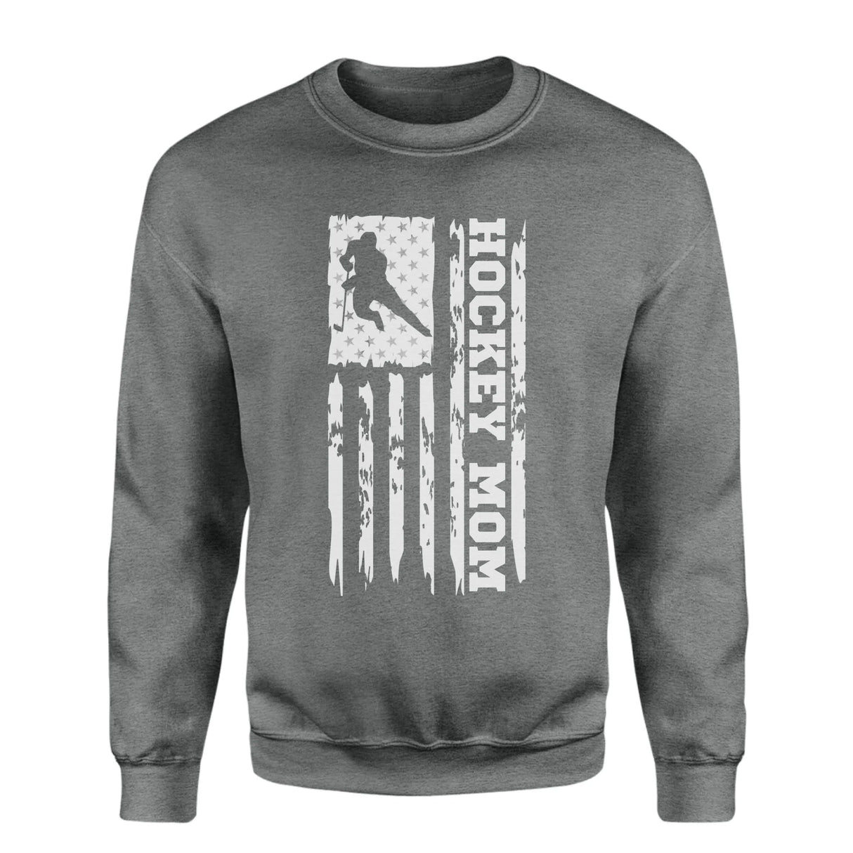 Hockey Mom Vertical Flag on a Sweatshirt with a White Graphic