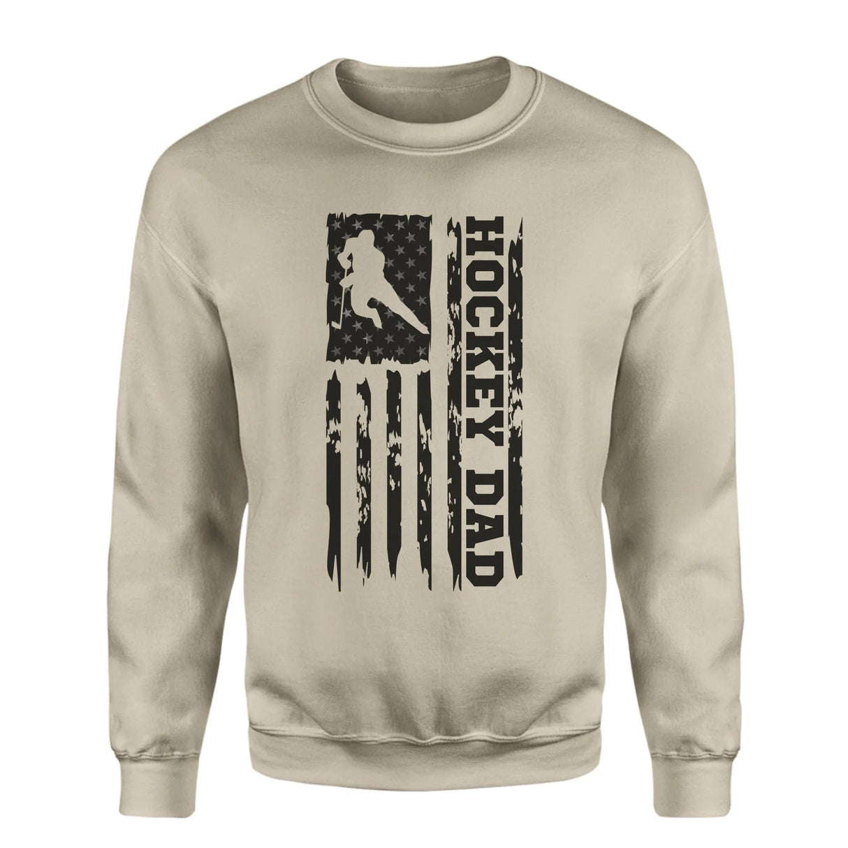 Hockey Dad Vertical Flag on a Sweatshirt with a Black Graphic