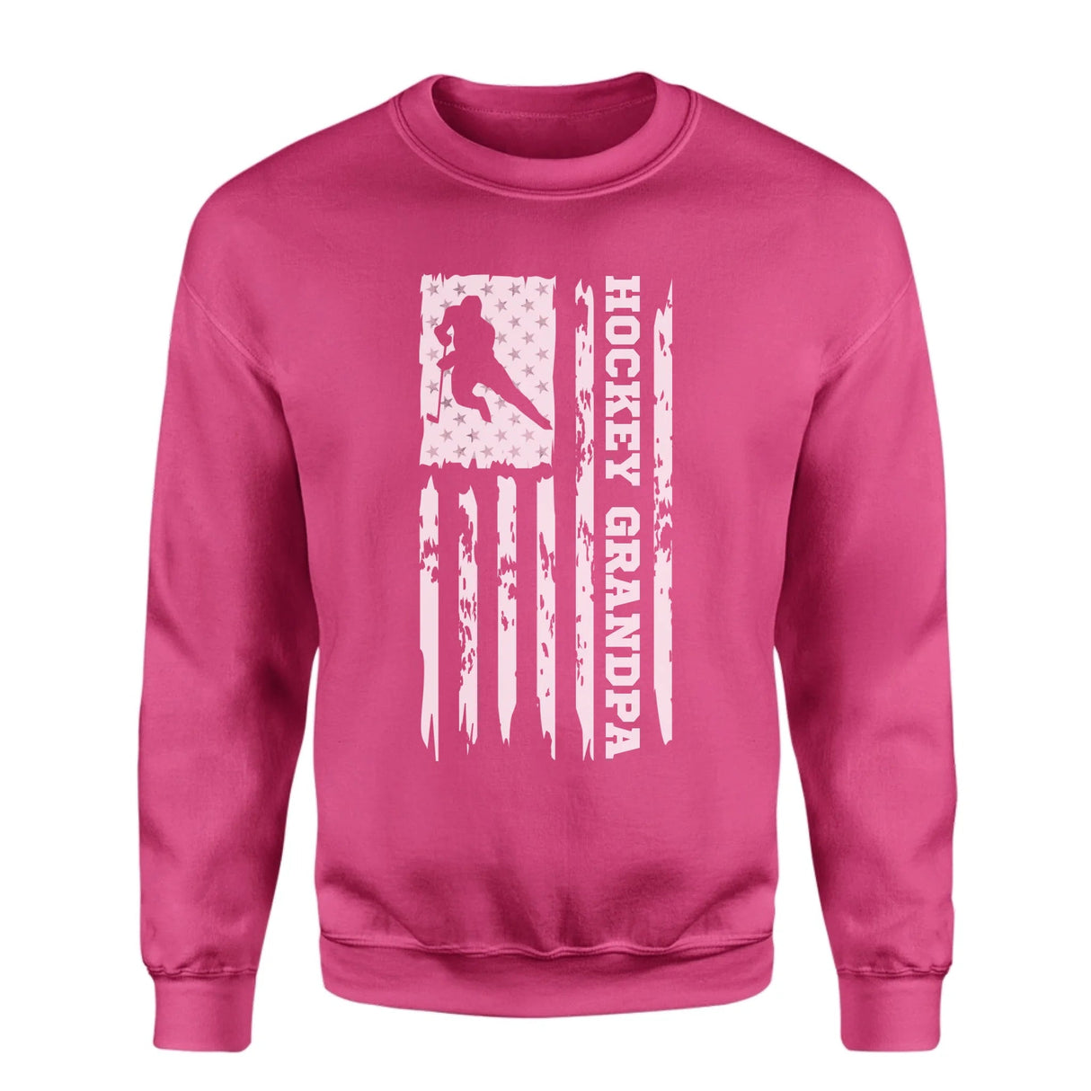 Hockey Grandpa Vertical Flag on a Sweatshirt with a White Graphic