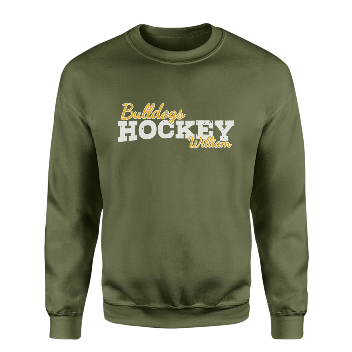 Custom Hockey Mascot and Hockey Player Name on a Sweatshirt with a White Graphic