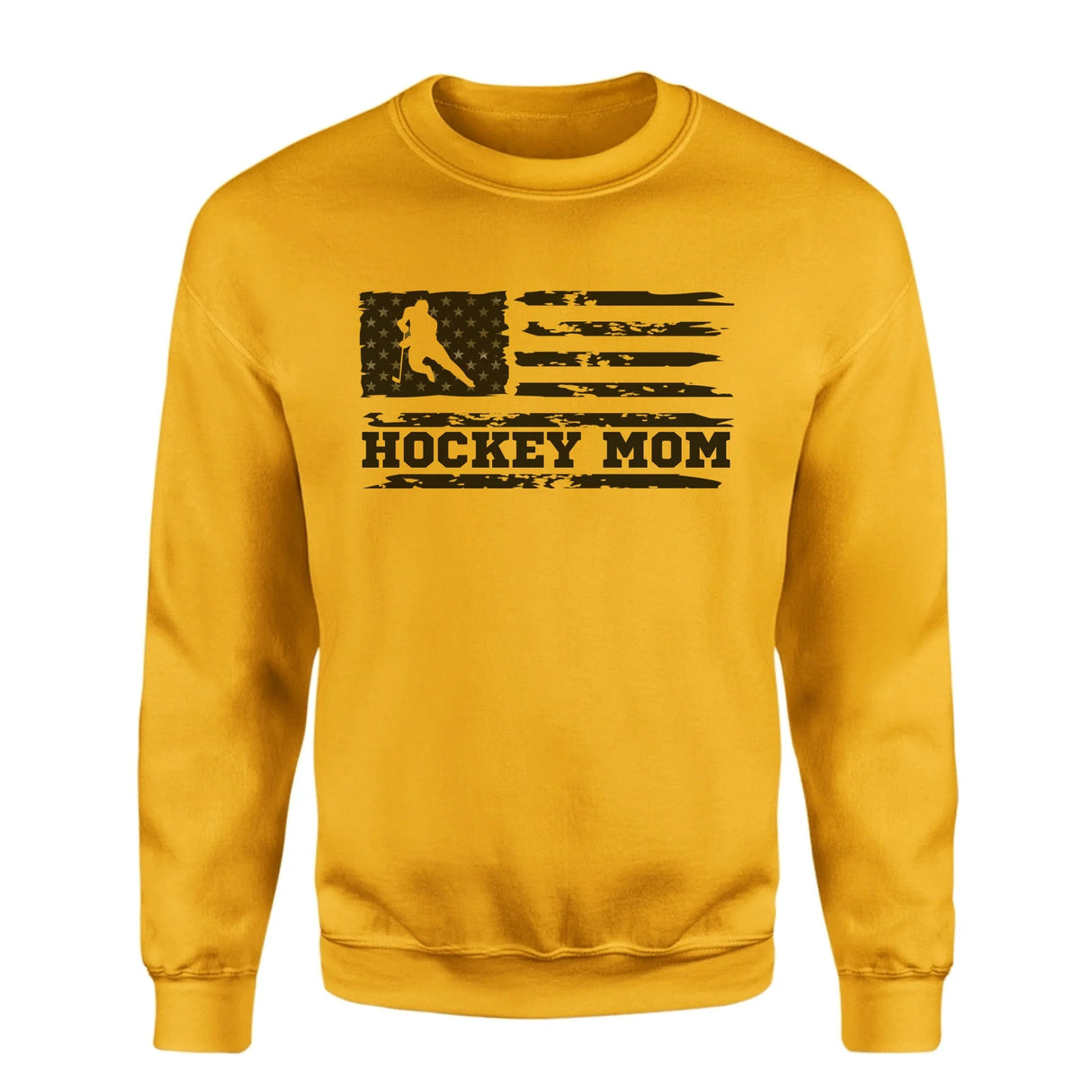Hockey Mom Horizontal Flag on a Sweatshirt with a Black Graphic