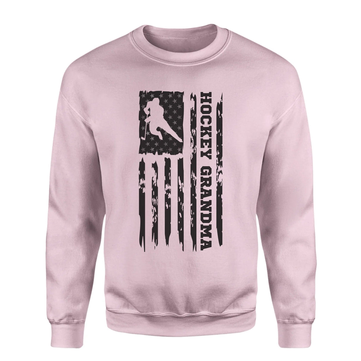 Hockey Grandma Vertical Flag on a Sweatshirt with a Black Graphic