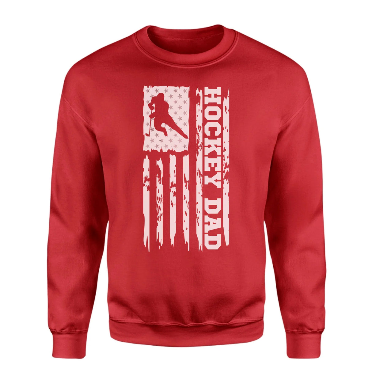 Hockey Dad Vertical Flag on a Sweatshirt with a White Graphic