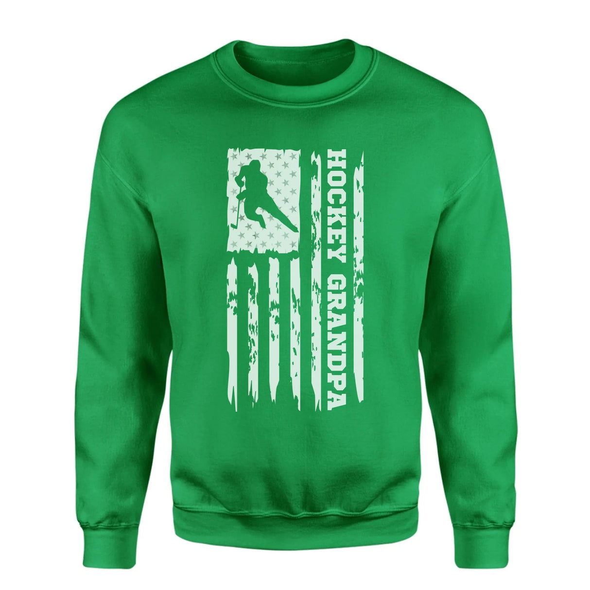 Hockey Grandpa Vertical Flag on a Sweatshirt with a White Graphic