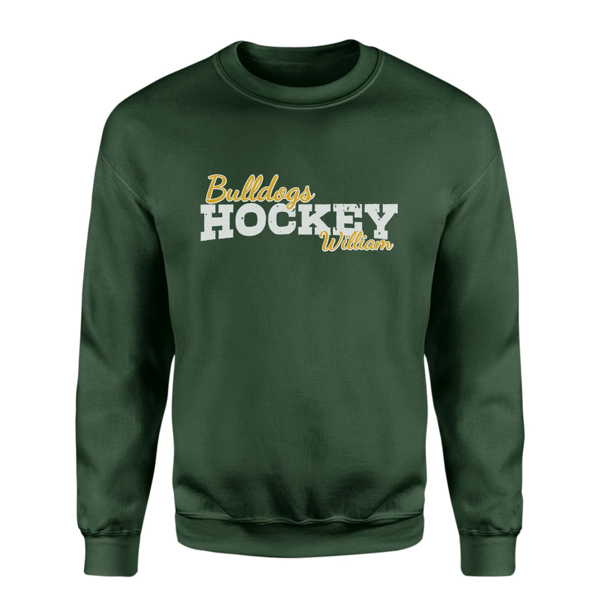 Custom Hockey Mascot and Hockey Player Name on a Sweatshirt with a White Graphic