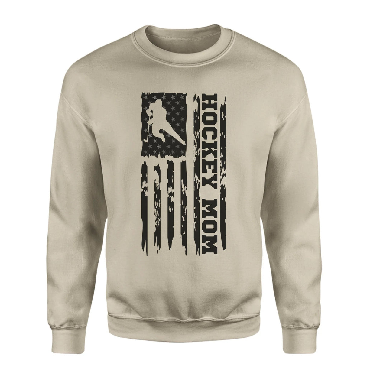 Hockey Mom Vertical Flag on a Sweatshirt with a Black Graphic