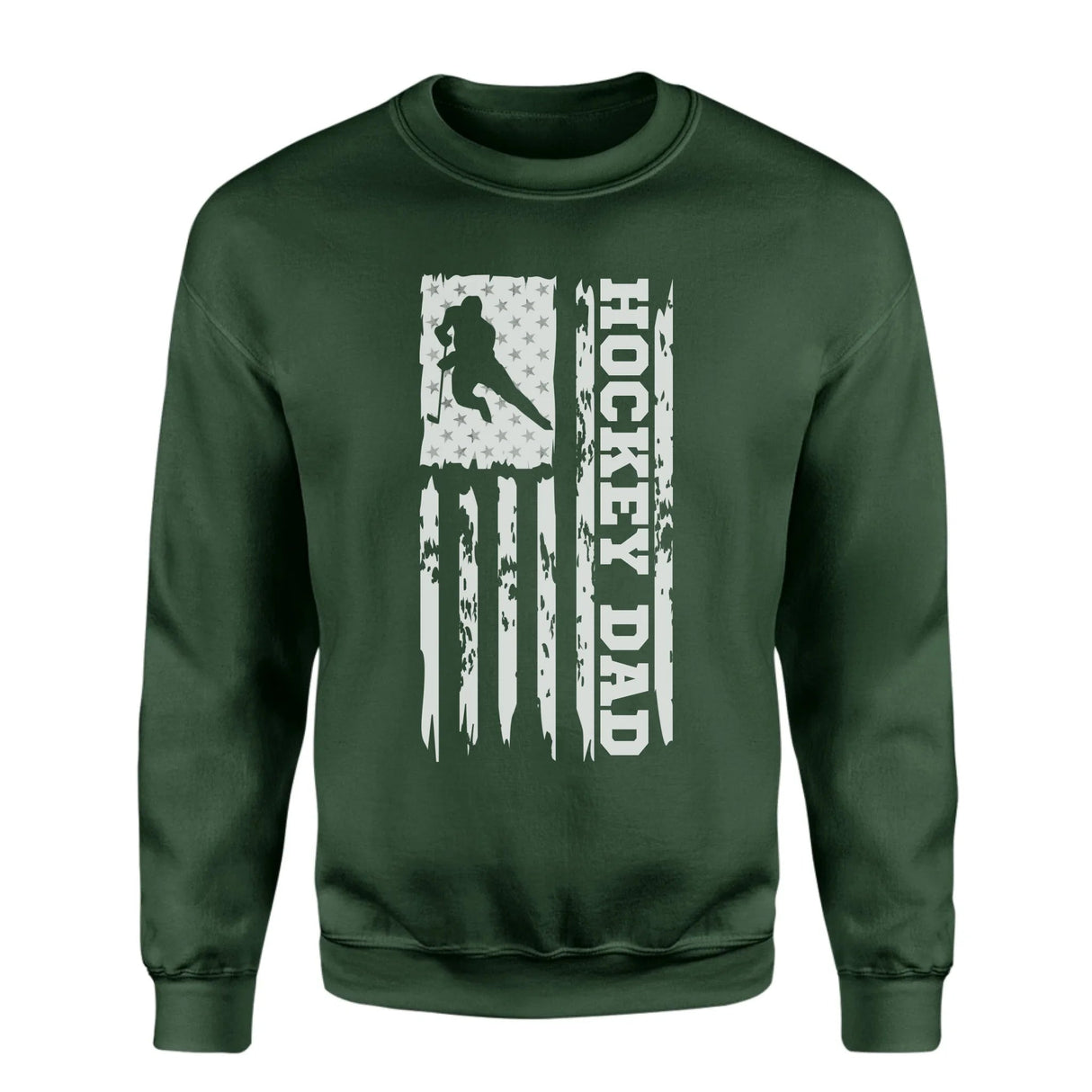 Hockey Dad Vertical Flag on a Sweatshirt with a White Graphic