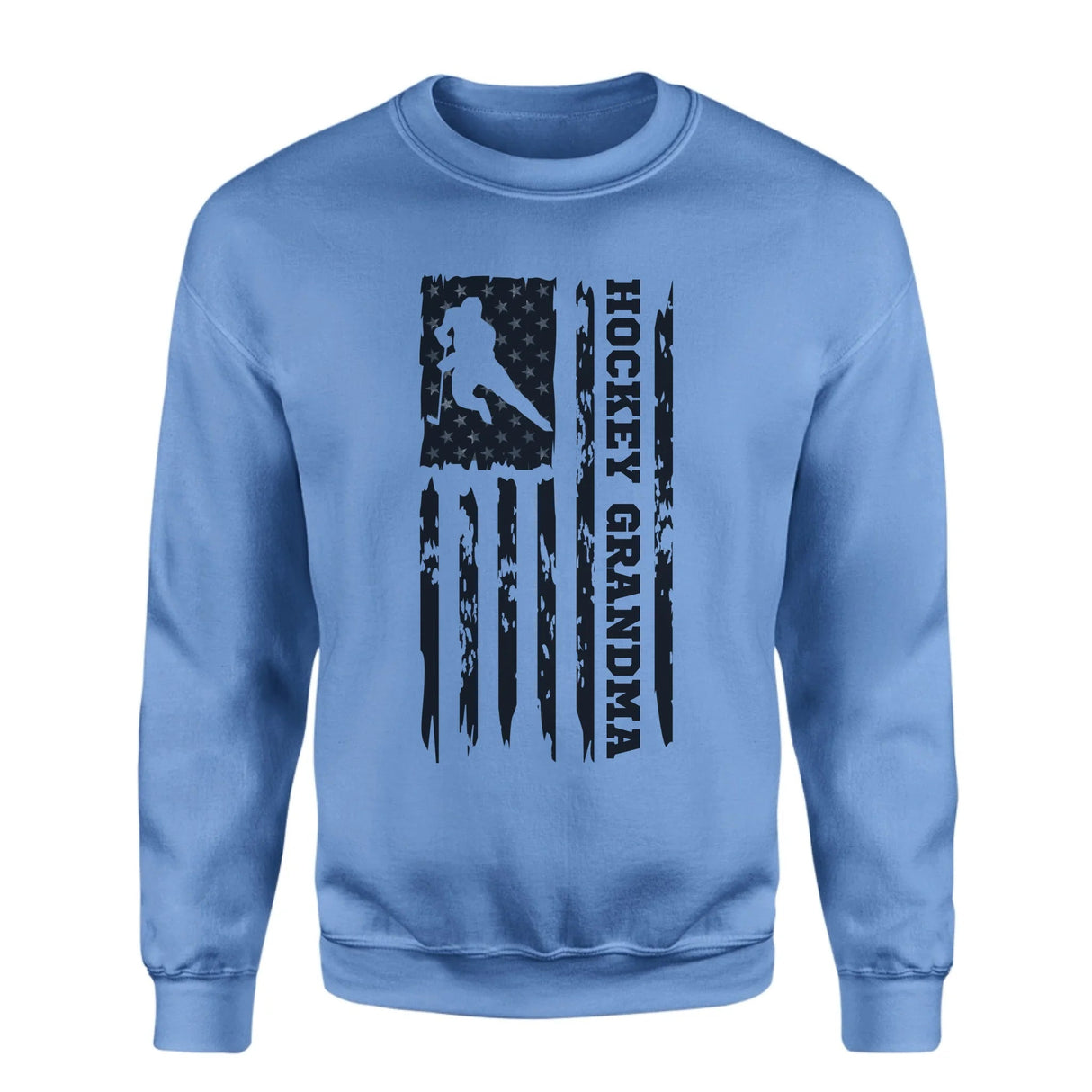 Hockey Grandma Vertical Flag on a Sweatshirt with a Black Graphic