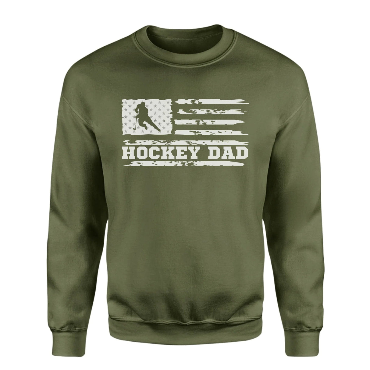 Hockey Dad Horizontal Flag on a Sweatshirt with a White Graphic