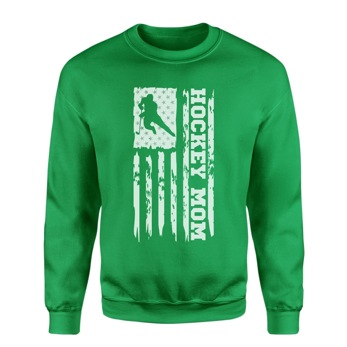 Hockey Mom Vertical Flag on a Sweatshirt with a White Graphic