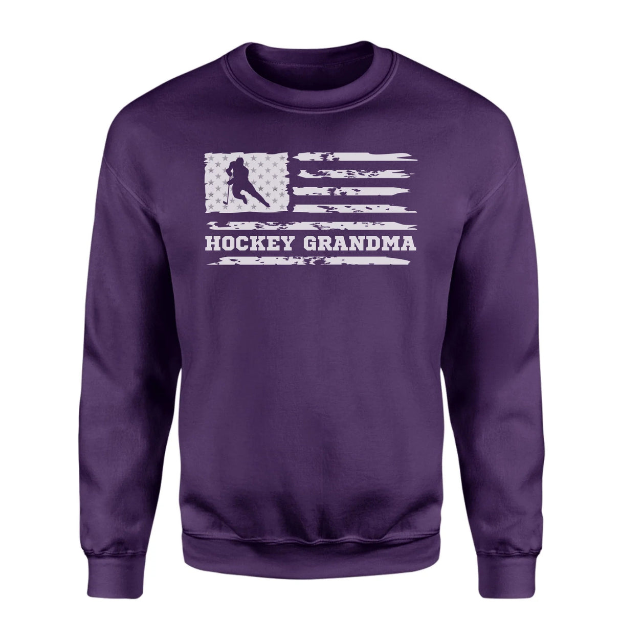 Hockey Grandma Horizontal Flag on a Sweatshirt with a White Graphic