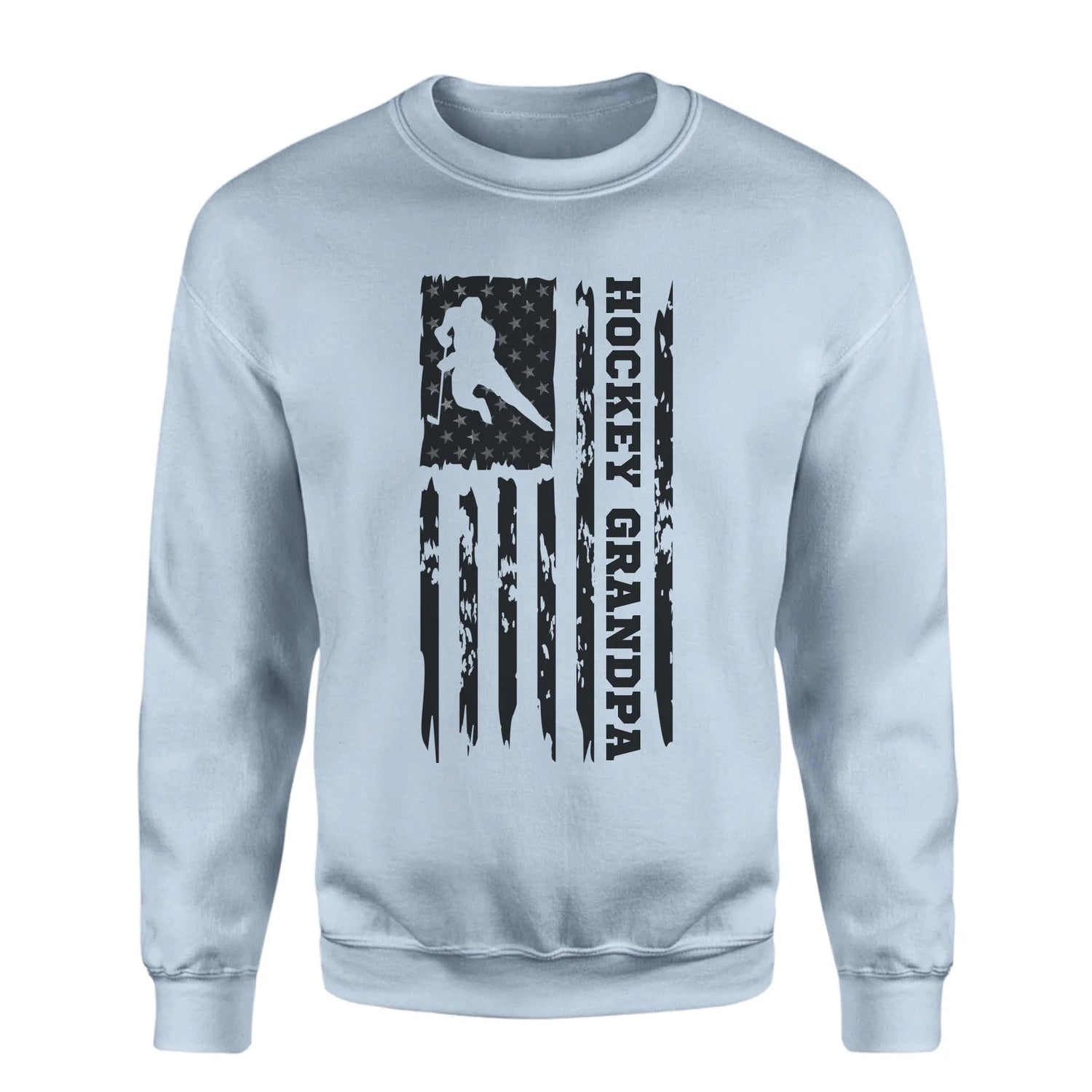 Hockey Grandpa Vertical Flag on a Sweatshirt with a Black Graphic