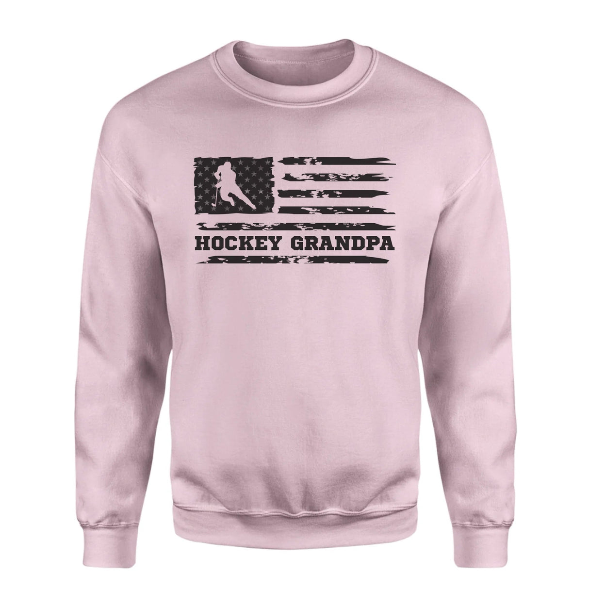 Hockey Grandpa Horizontal Flag on a Sweatshirt with a Black Graphic