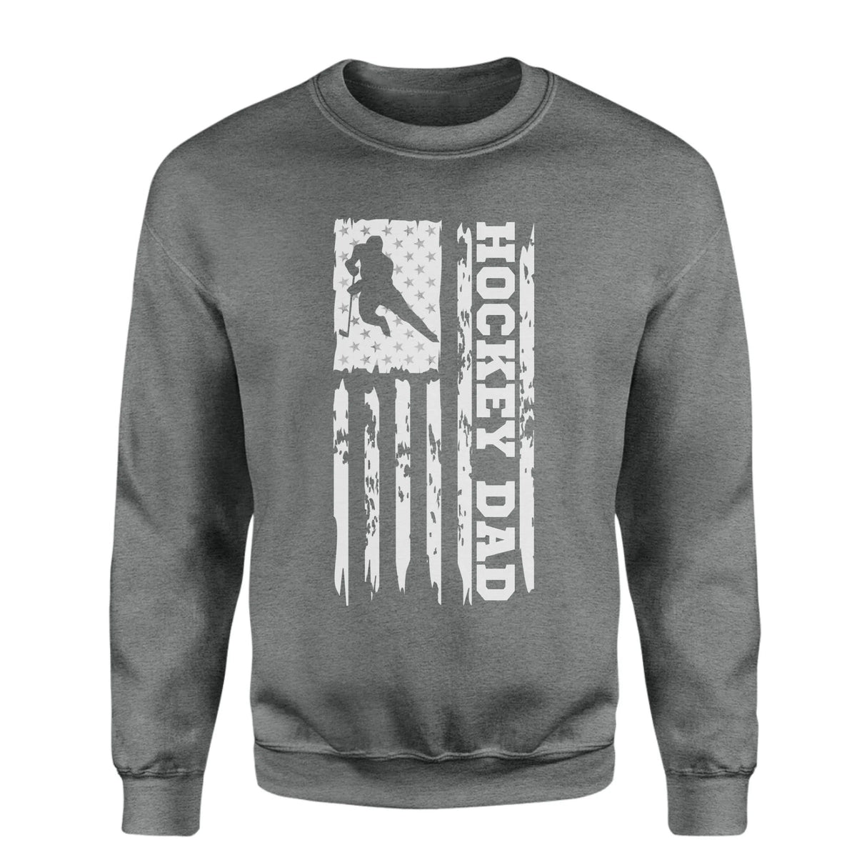 Hockey Dad Vertical Flag on a Sweatshirt with a White Graphic