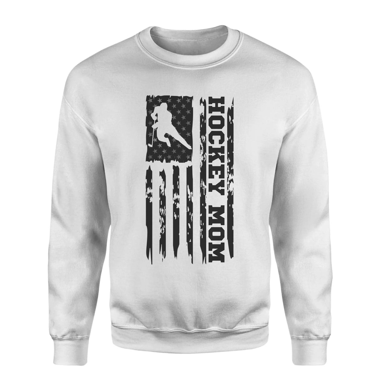 Hockey Mom Vertical Flag on a Sweatshirt with a Black Graphic