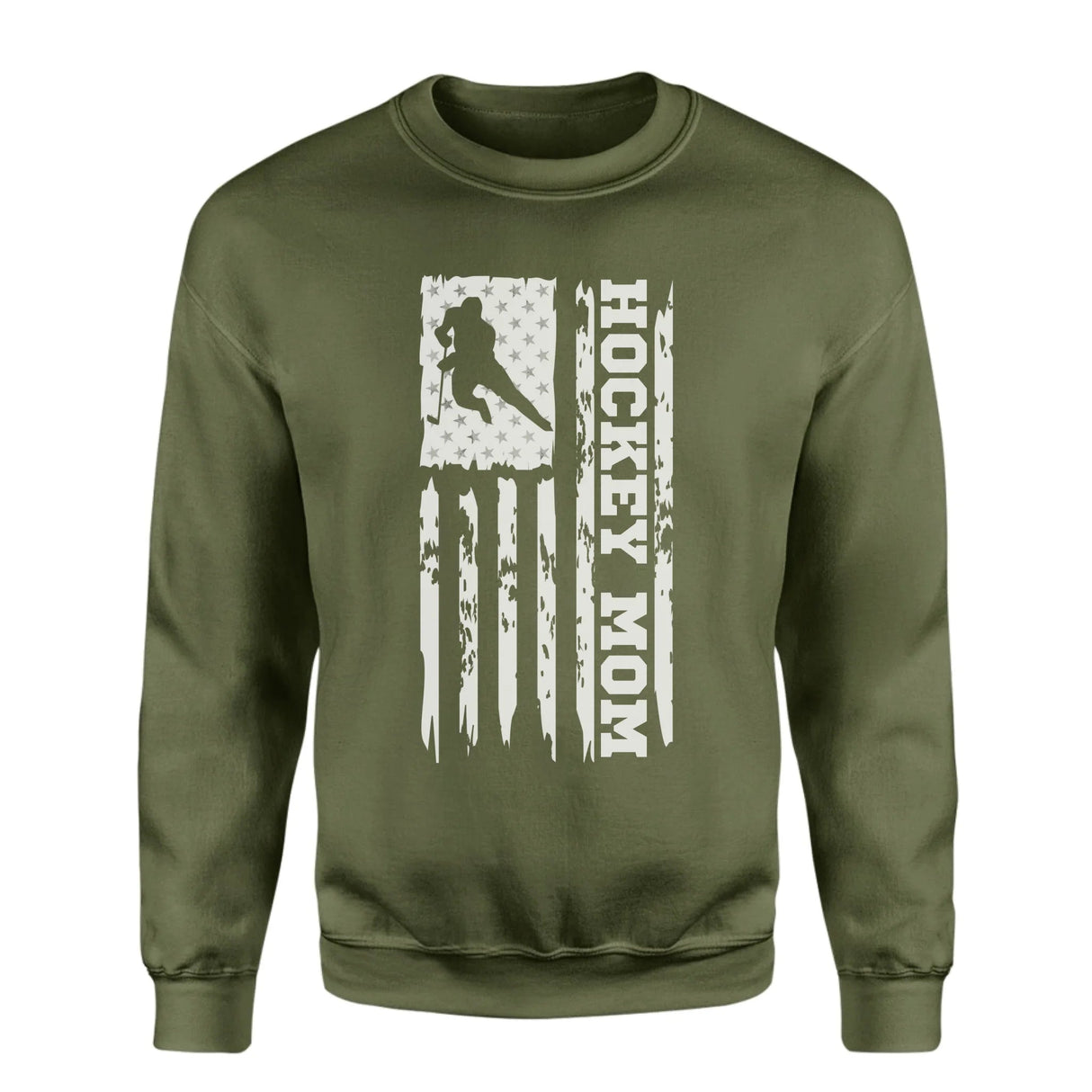 Hockey Mom Vertical Flag on a Sweatshirt with a White Graphic