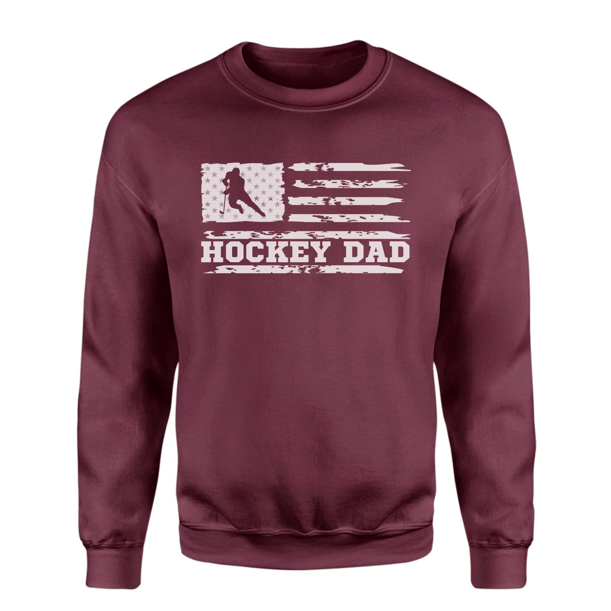 Hockey Dad Horizontal Flag on a Sweatshirt with a White Graphic