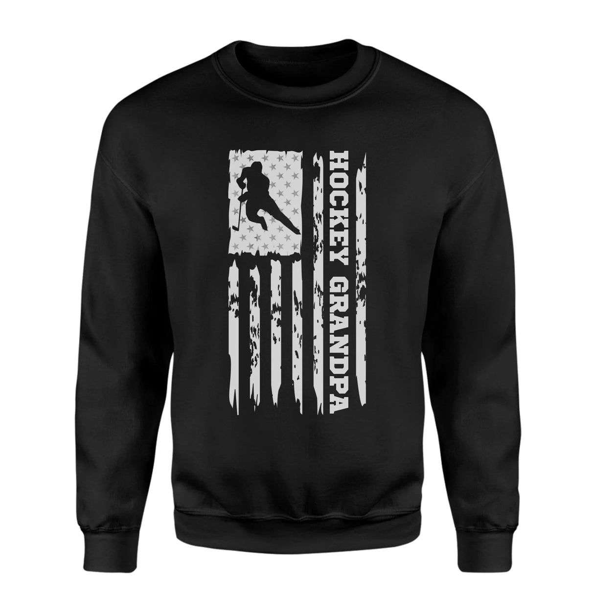 Hockey Grandpa Vertical Flag on a Sweatshirt with a White Graphic
