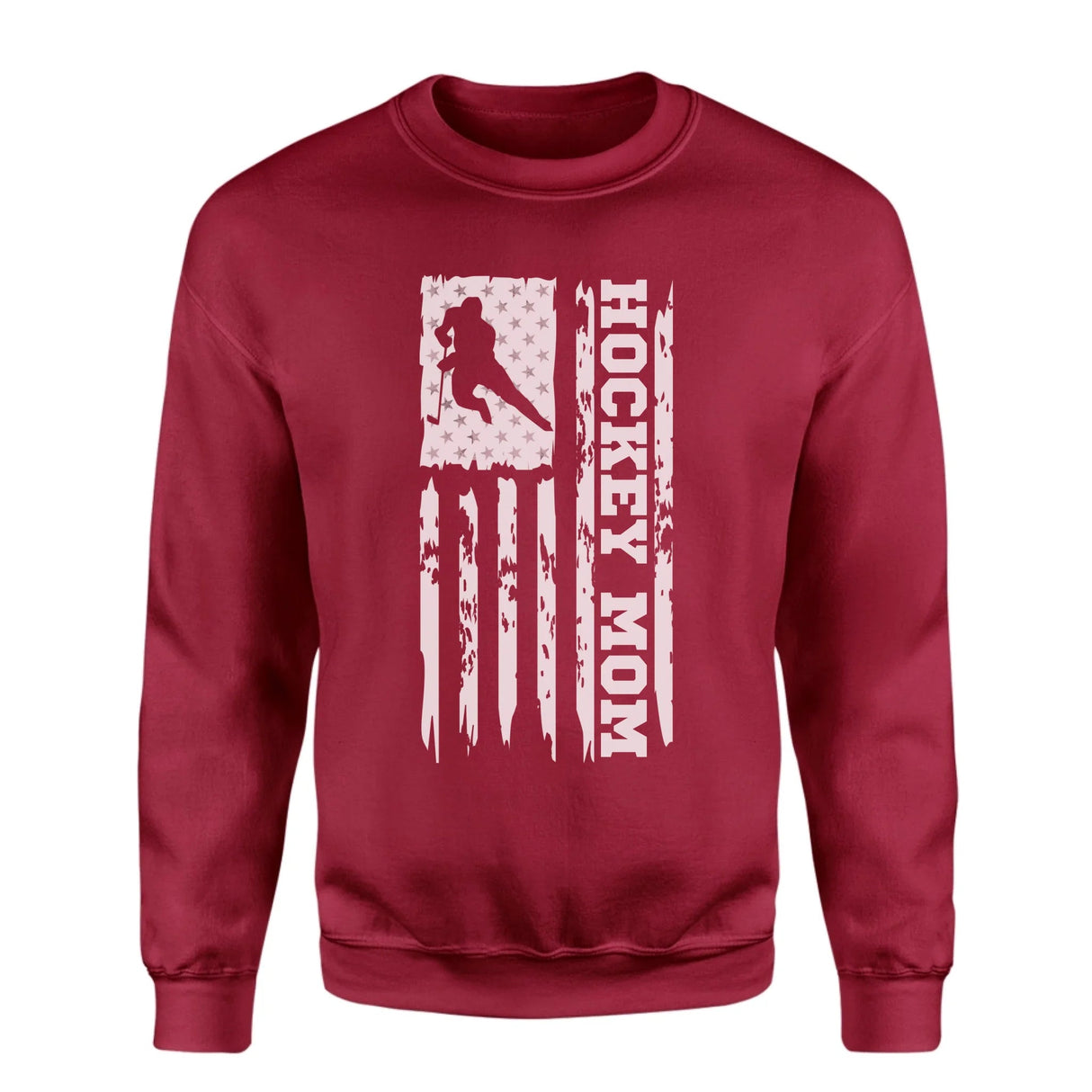 Hockey Mom Vertical Flag on a Sweatshirt with a White Graphic