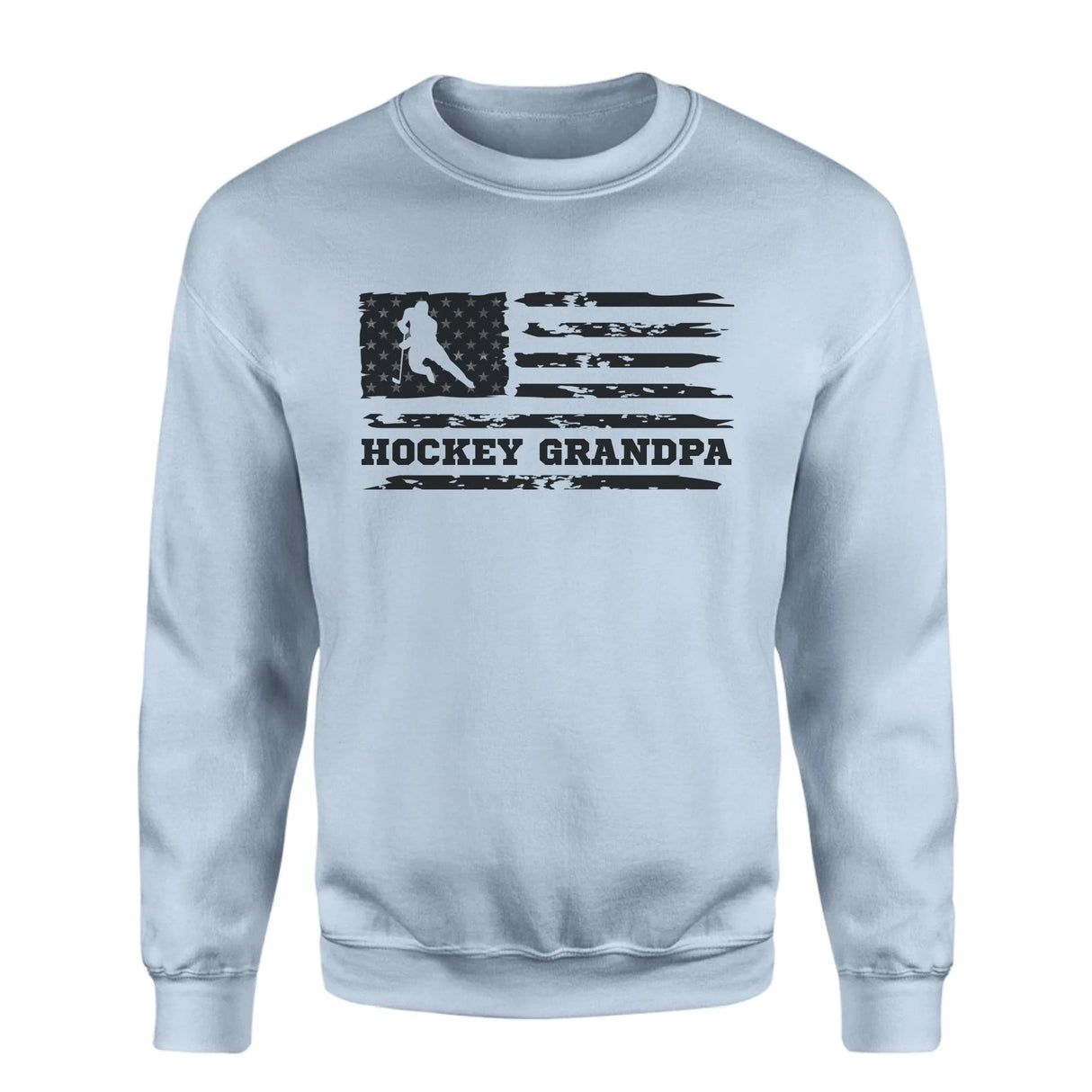 Hockey Grandpa Horizontal Flag on a Sweatshirt with a Black Graphic