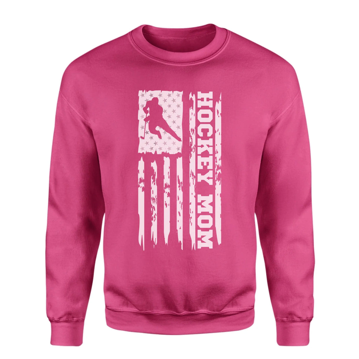 Hockey Mom Vertical Flag on a Sweatshirt with a White Graphic