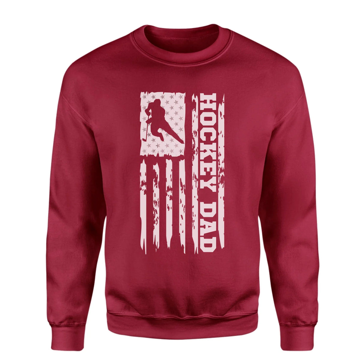 Hockey Dad Vertical Flag on a Sweatshirt with a White Graphic
