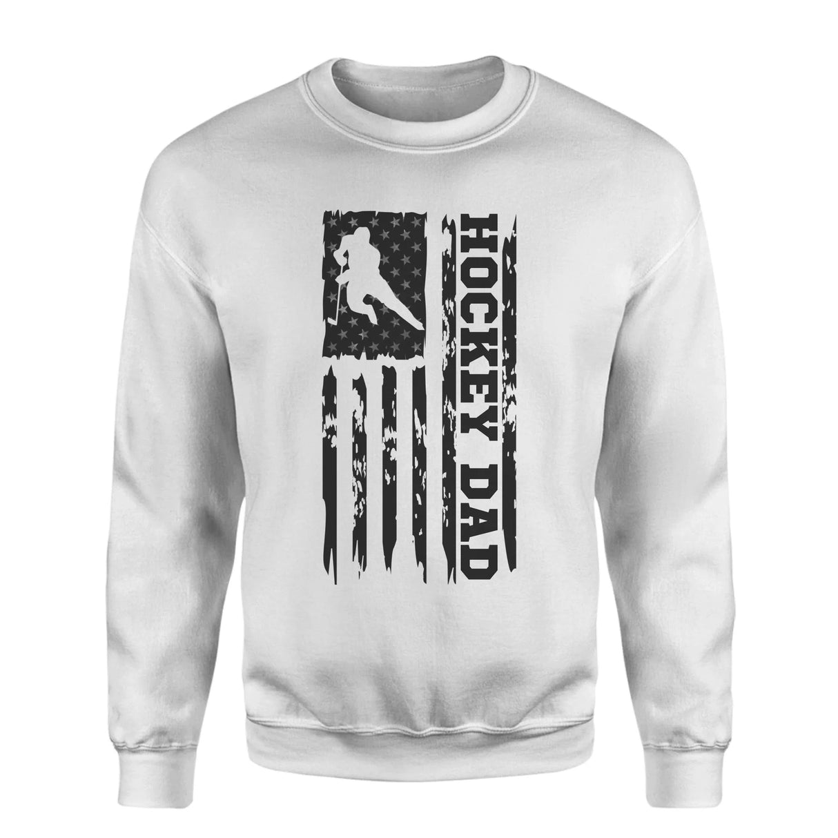 Hockey Dad Vertical Flag on a Sweatshirt with a Black Graphic