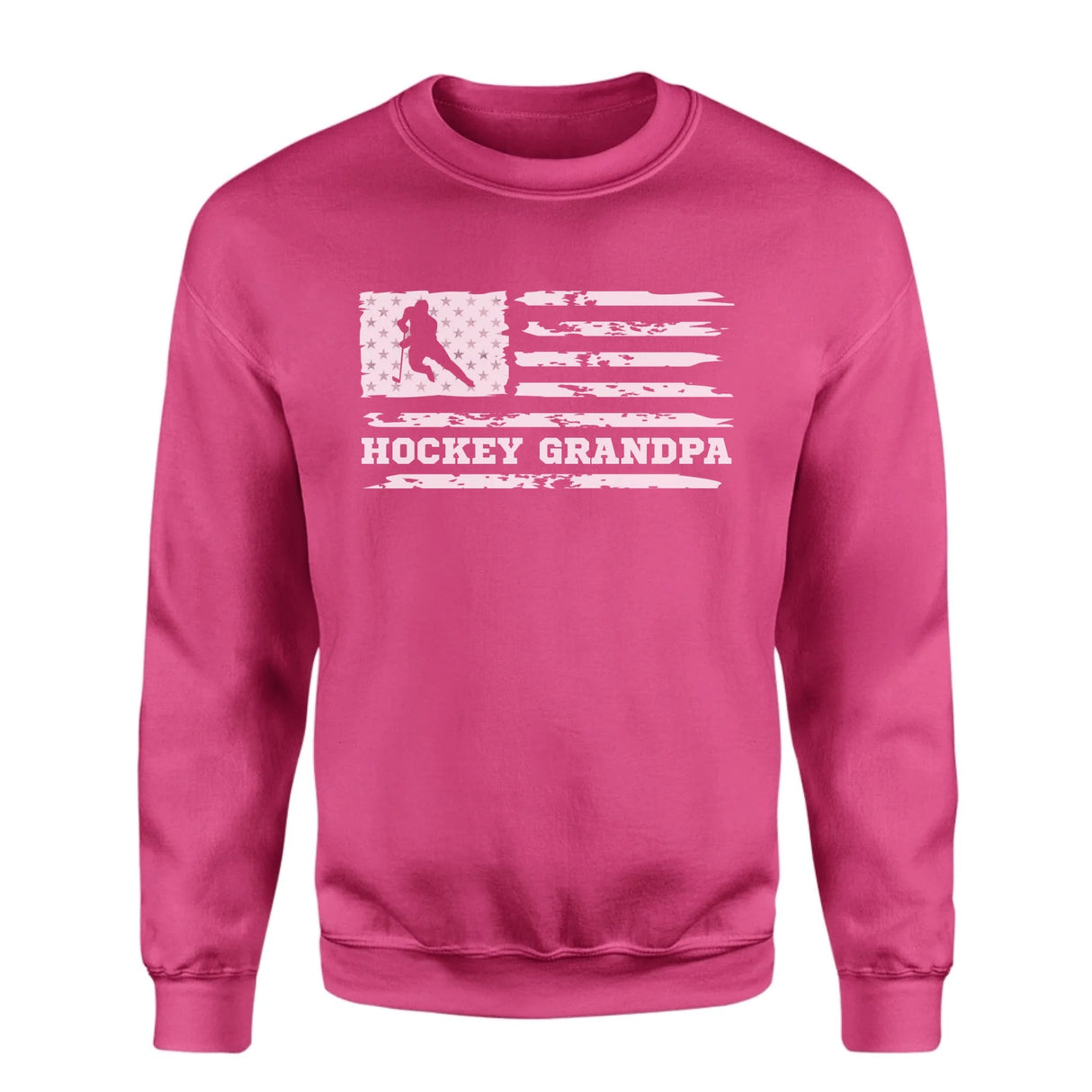 Hockey Grandpa Horizontal Flag on a Sweatshirt with a White Graphic