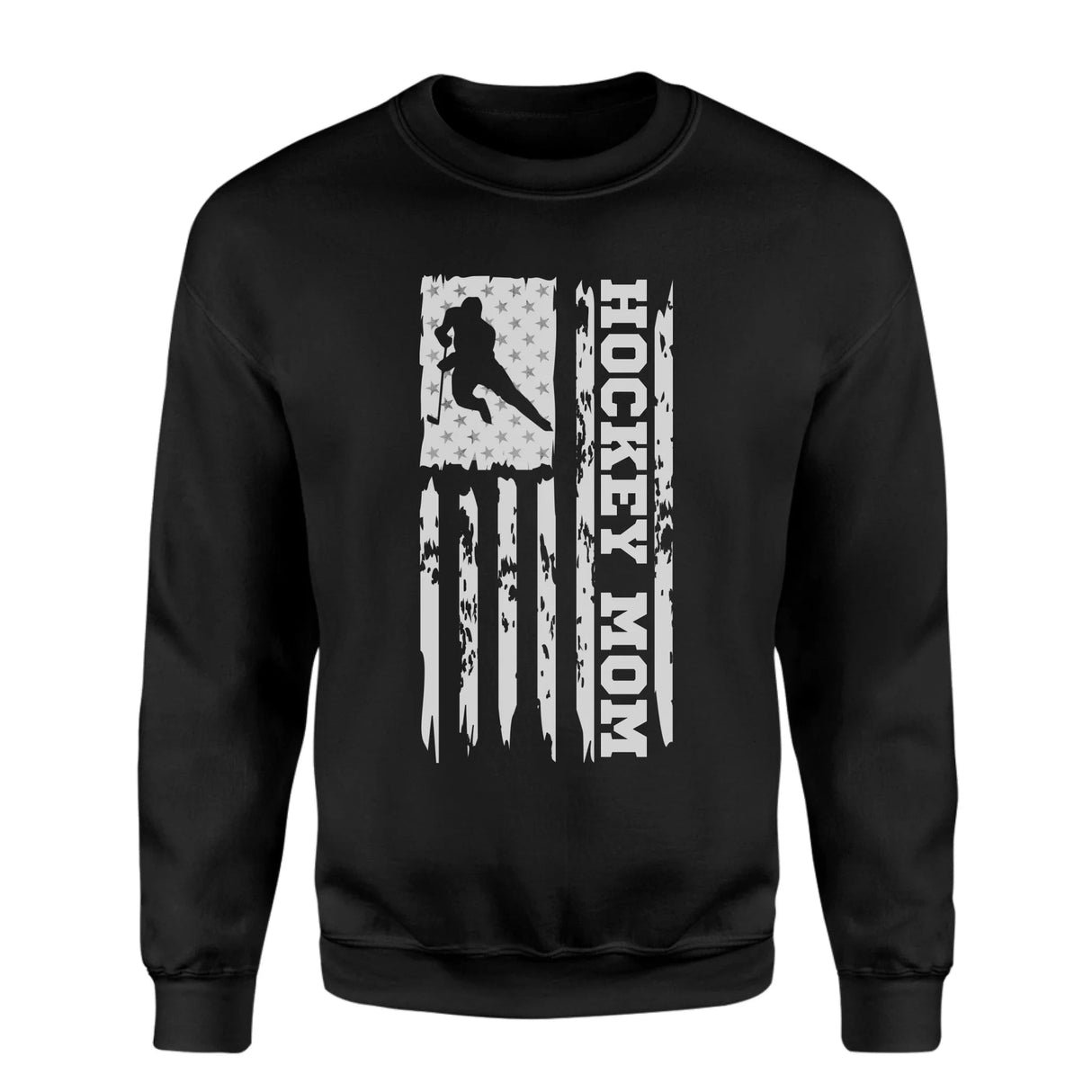 Hockey Mom Vertical Flag on a Sweatshirt with a White Graphic