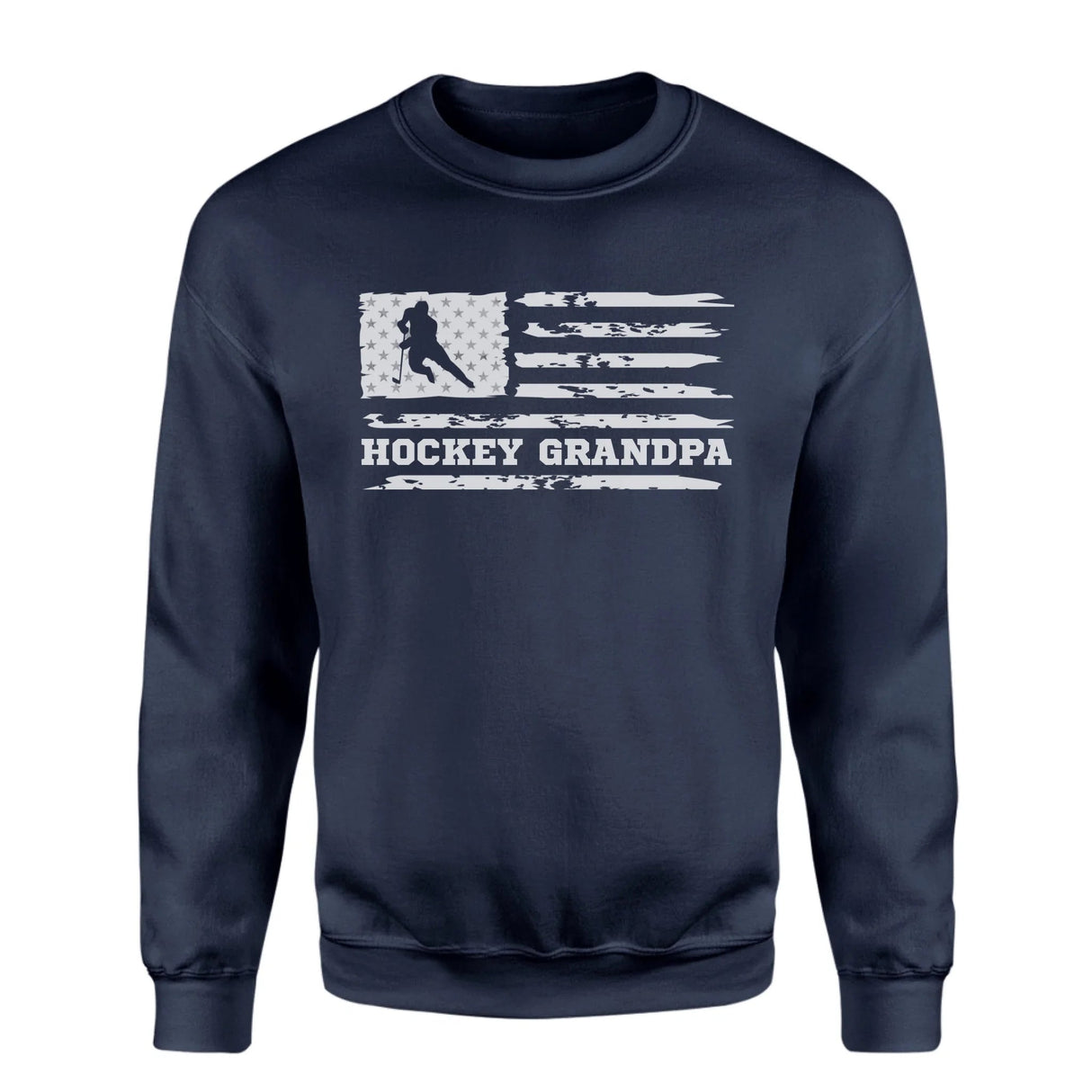 Hockey Grandpa Horizontal Flag on a Sweatshirt with a White Graphic