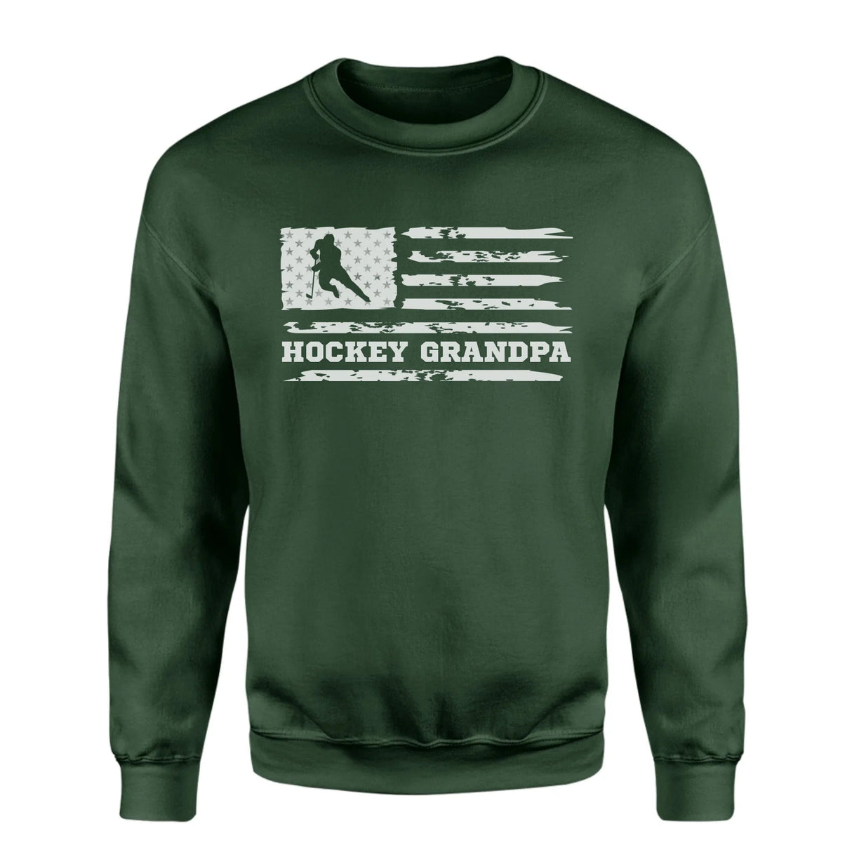 Hockey Grandpa Horizontal Flag on a Sweatshirt with a White Graphic