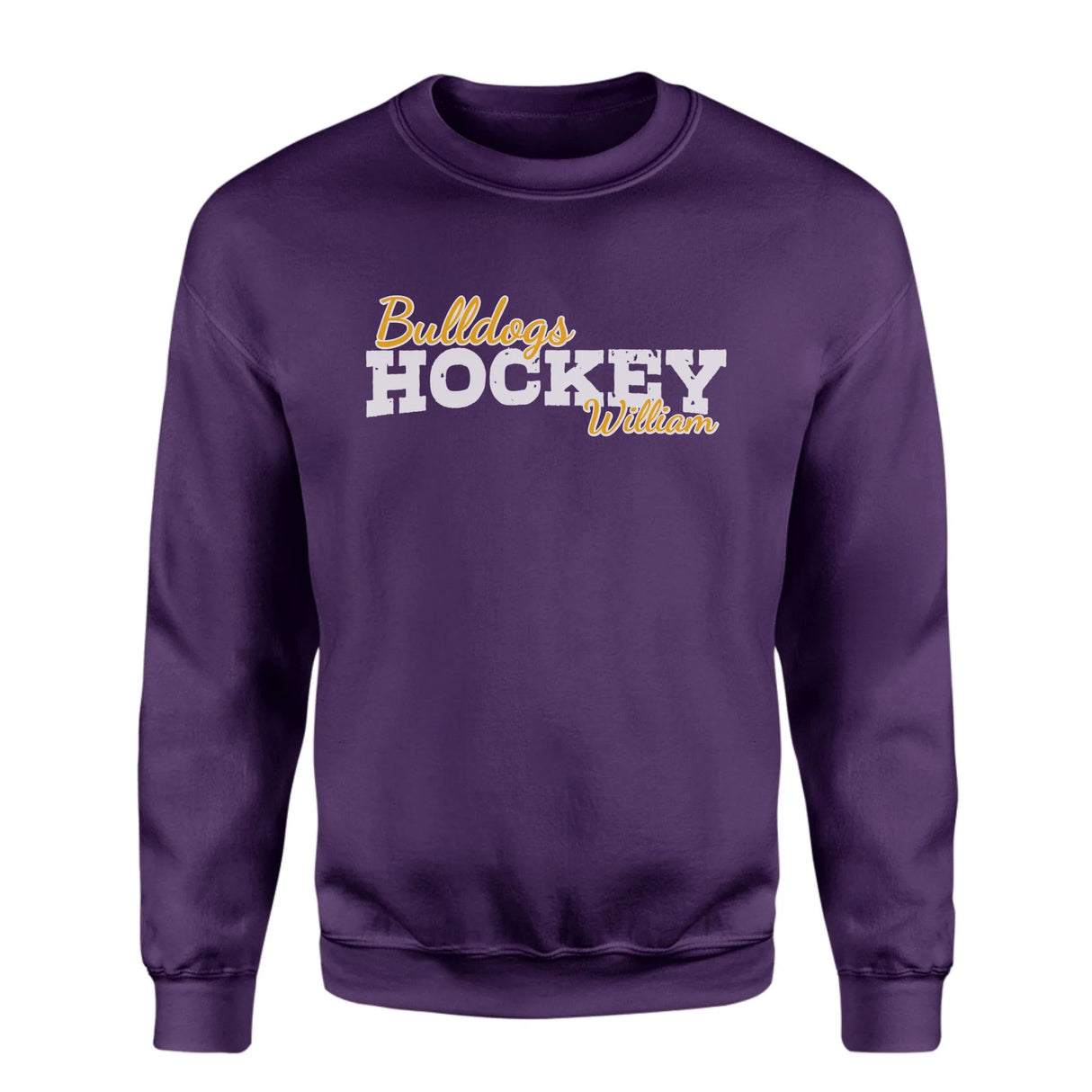 Custom Hockey Mascot and Hockey Player Name on a Sweatshirt with a White Graphic
