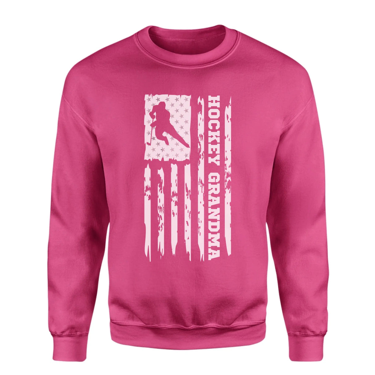 Hockey Grandma Vertical Flag on a Sweatshirt with a White Graphic