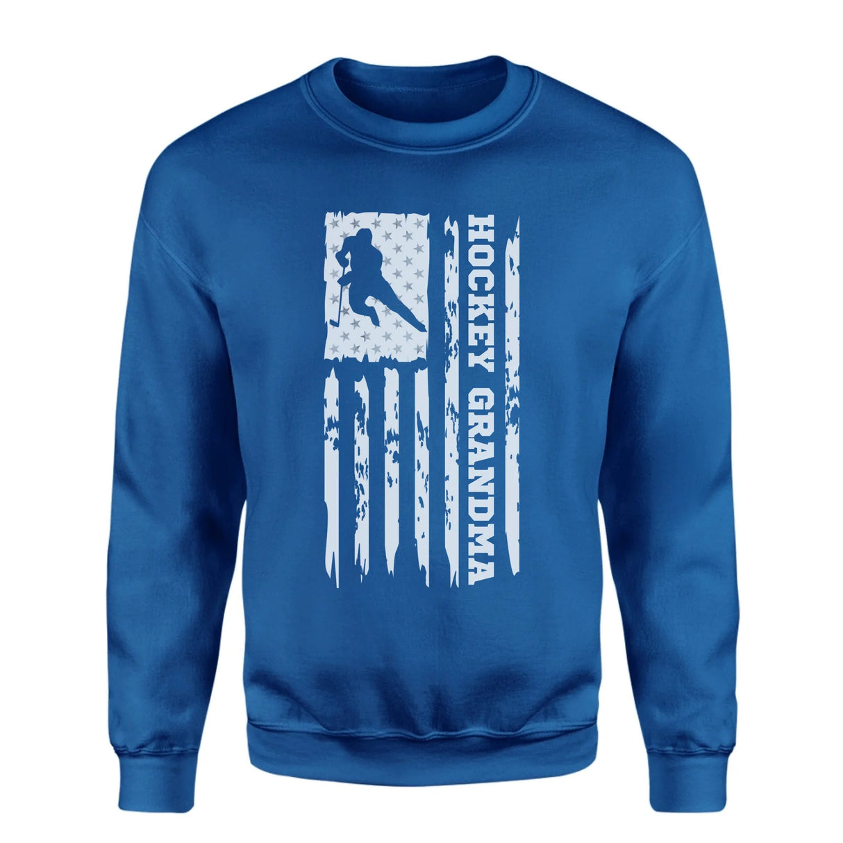 Hockey Grandma Vertical Flag on a Sweatshirt with a White Graphic