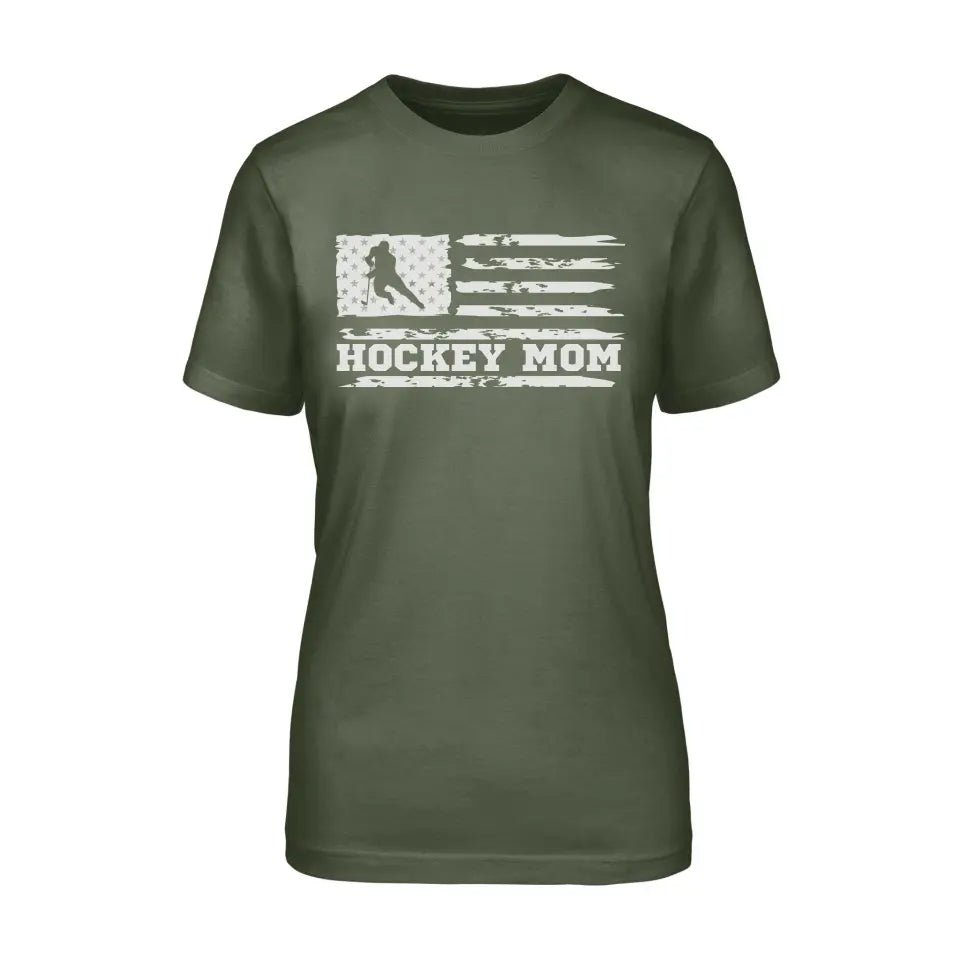 Hockey Mom Horizontal Flag on a Unisex T-Shirt with a White Graphic