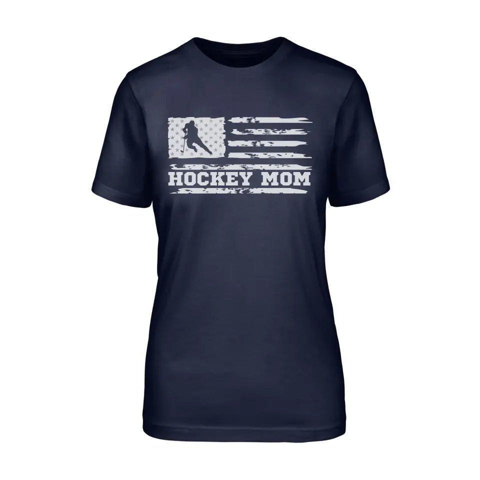 Hockey Mom Horizontal Flag on a Unisex T-Shirt with a White Graphic