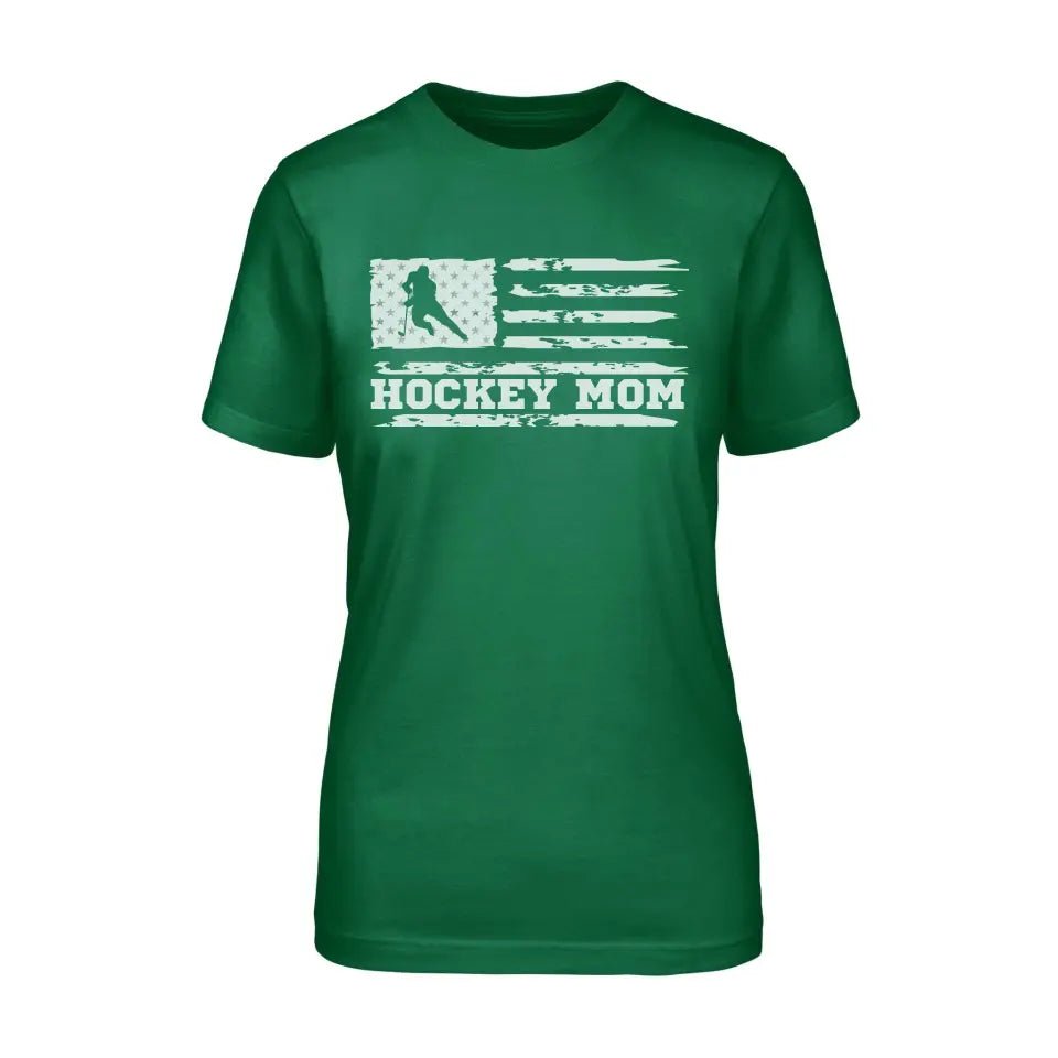 Hockey Mom Horizontal Flag on a Unisex T-Shirt with a White Graphic
