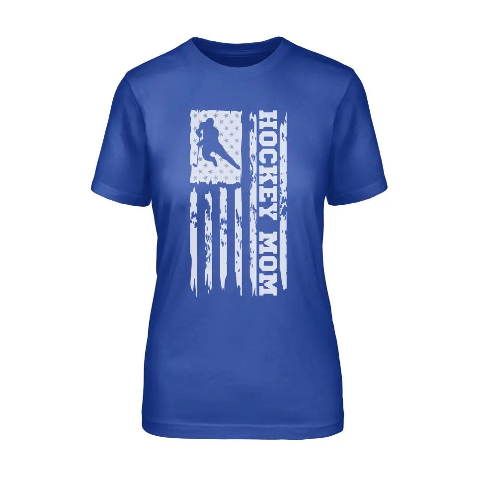 Hockey Mom Vertical Flag on a Unisex T-Shirt with a White Graphic