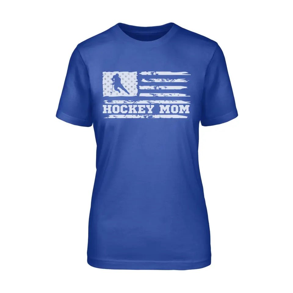 Hockey Mom Horizontal Flag on a Unisex T-Shirt with a White Graphic