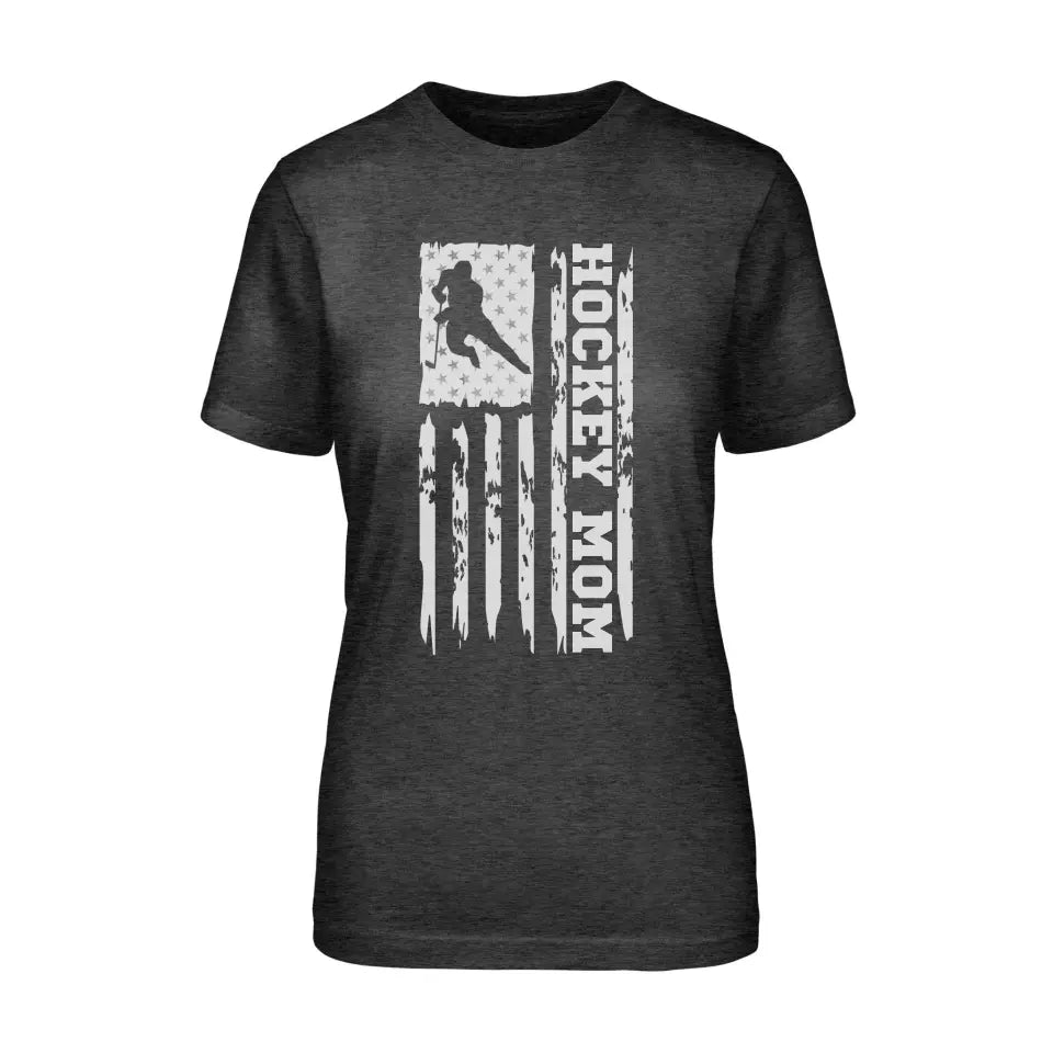 Hockey Mom Vertical Flag on a Unisex T-Shirt with a White Graphic