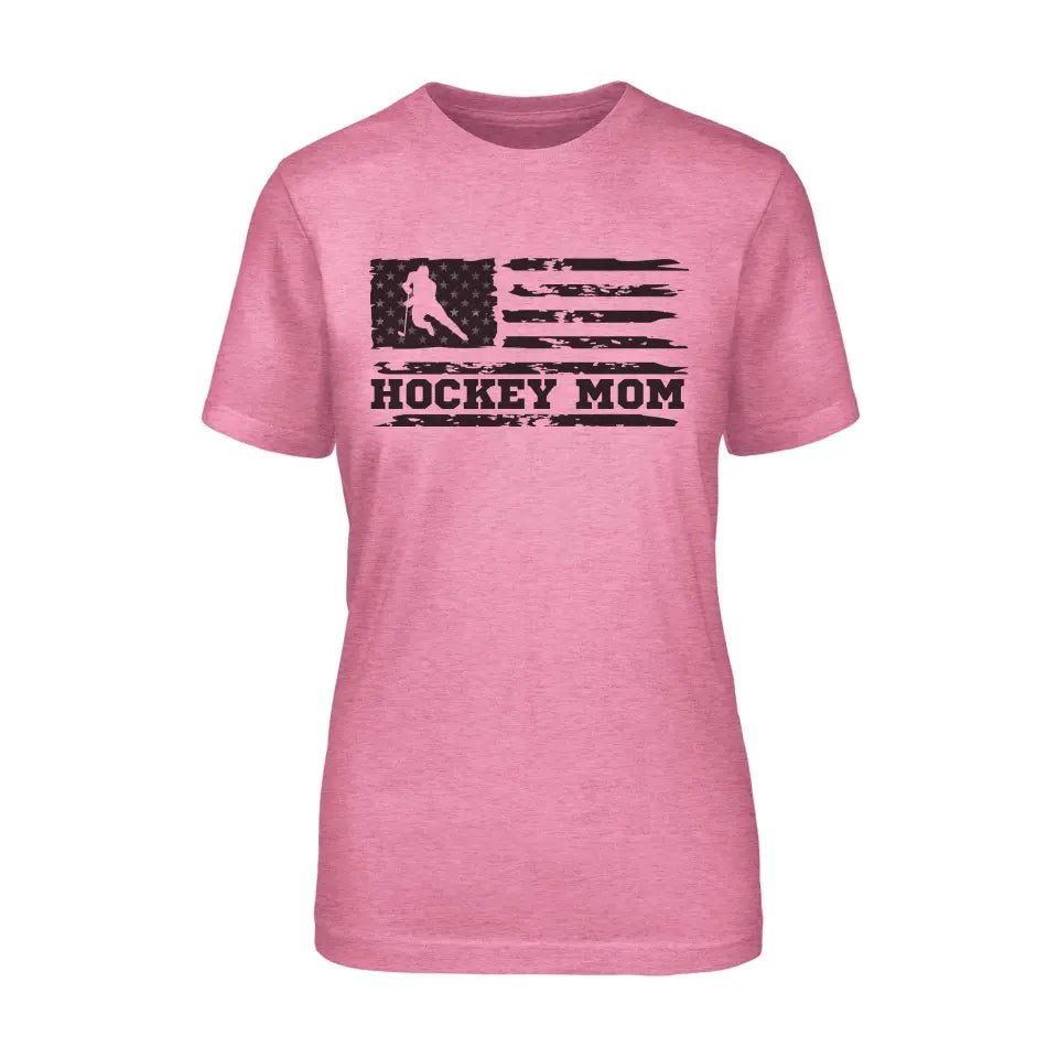 Hockey Mom Horizontal Flag on a Unisex T-Shirt with a Black Graphic