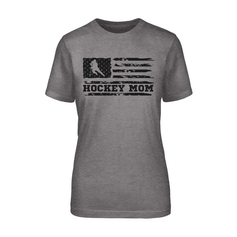 Hockey Mom Horizontal Flag on a Unisex T-Shirt with a Black Graphic