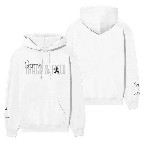 Personalized Hurdles on a Hoodie With Modern Bold Designs and Hurdler Name on Sleeve on a Hoodie